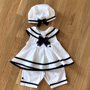 Vintage Baby Girl 9m Nautical Outfit